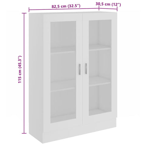 vidaXL Vitrine Cabinet White 82.5x30.5x115 cm Engineered Wood