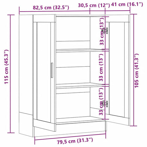 vidaXL Vitrine Cabinet White 82.5x30.5x115 cm Engineered Wood