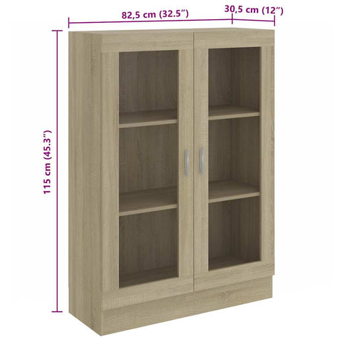 vidaXL Vitrine Cabinet Sonoma Oak 82.5x30.5x115 cm Engineered Wood