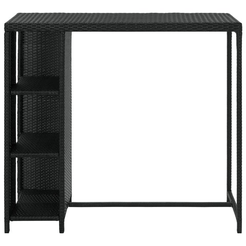 vidaXL Bar Table with Storage Rack Black 120x60x110 cm Poly Rattan