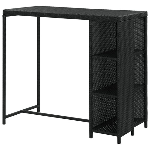 vidaXL Bar Table with Storage Rack Black 120x60x110 cm Poly Rattan
