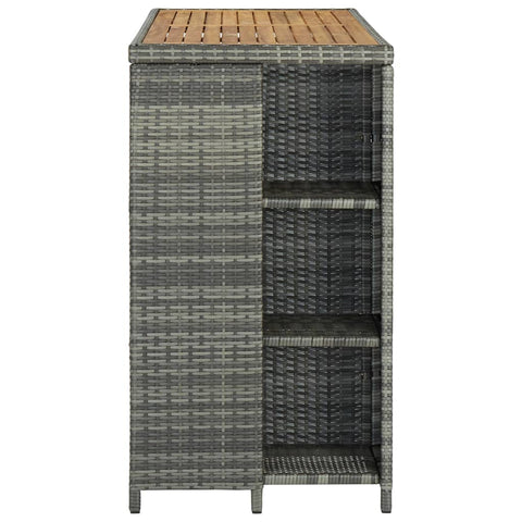 vidaXL Bar Table with Storage Rack Grey 120x60x110 cm Poly Rattan