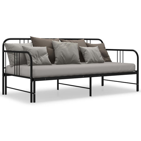 vidaXL Pull-out Sofa Bed Frame without Mattress Black Metal 90x200 cm