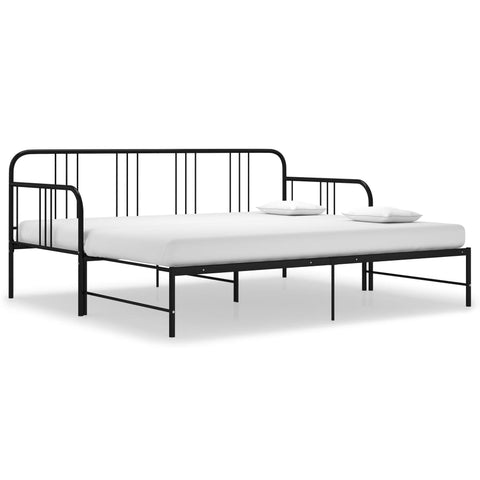 vidaXL Pull-out Sofa Bed Frame without Mattress Black Metal 90x200 cm