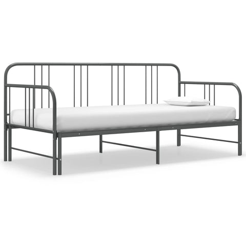 vidaXL Pull-out Sofa Bed Frame without Mattress Grey Metal 90x200 cm