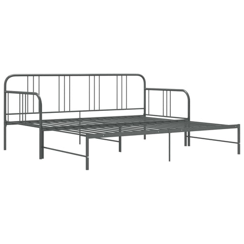 vidaXL Pull-out Sofa Bed Frame without Mattress Grey Metal 90x200 cm