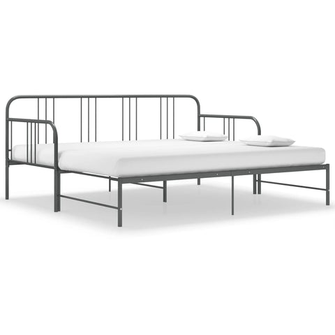 vidaXL Pull-out Sofa Bed Frame without Mattress Grey Metal 90x200 cm