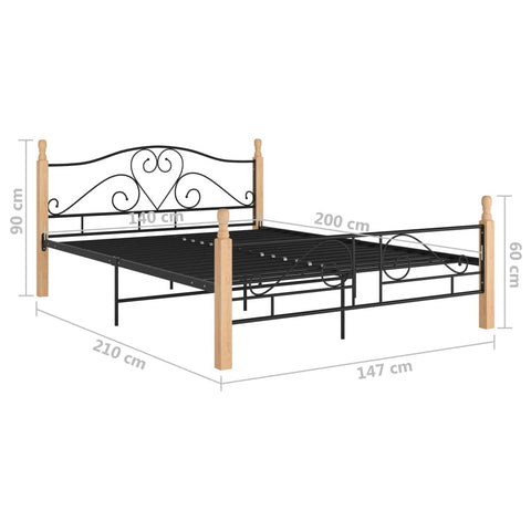 vidaXL Bed Frame with Headboard without Mattress Black 140x200 cm Metal