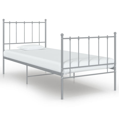 vidaXL Bed Frame without Mattress Grey Metal 100x200 cm