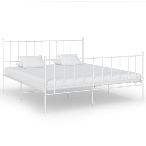 vidaXL Bed Frame without Mattress White Metal 140x200 cm