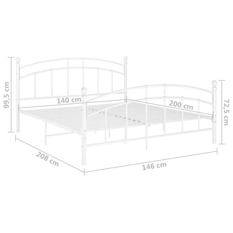 vidaXL Bed Frame without Mattress White Metal 140x200 cm