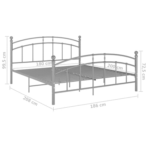 vidaXL Bed Frame without Mattress Grey Metal 180x200 cm Super King