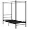 vidaXL Canopy Bed Frame without Mattress Black Metal 90x200 cm