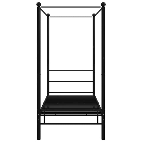 vidaXL Canopy Bed Frame without Mattress Black Metal 90x200 cm