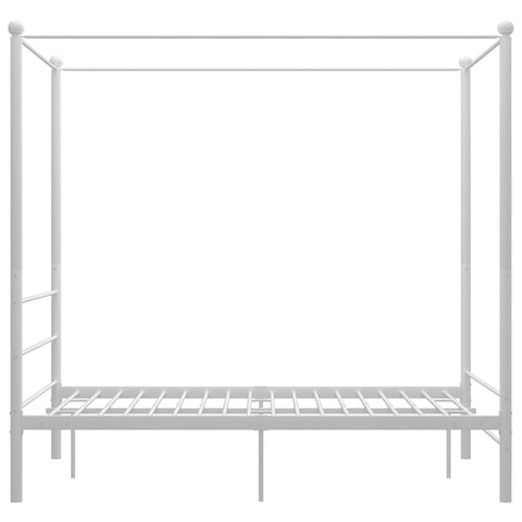 vidaXL Canopy Bed Frame without Mattress White Metal 120x200 cm