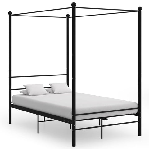 vidaXL Bed Frame with Canopy without Mattress Black 140x200 cm Metal