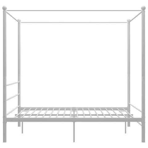 vidaXL Bed Frame with Canopy without Mattress White 160x200 cm Metal
