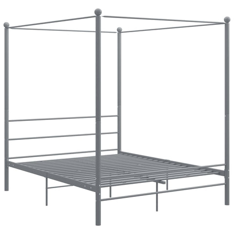 vidaXL Canopy Bed Frame without Mattress Grey Metal 160x200 cm