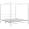 vidaXL Canopy Bed Frame without Mattress White Metal 180x200 cm Super King