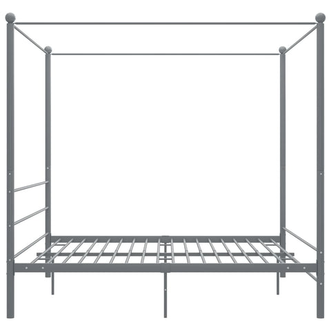 vidaXL Canopy Bed Frame without Mattress Grey Metal 180x200 cm Super King