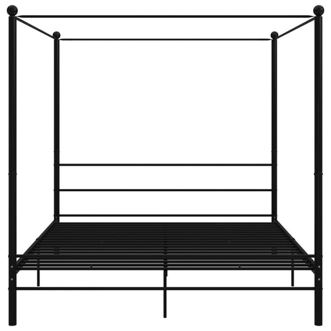 vidaXL Canopy Bed Frame without Mattress Black Metal 200x200 cm