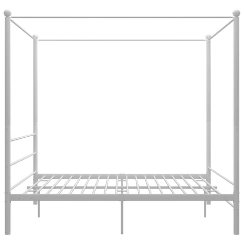 vidaXL Canopy Bed Frame without Mattress White Metal 200x200 cm