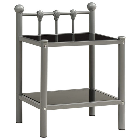 vidaXL Bedside Cabinets 2 pcs Grey and Black Metal and Glass