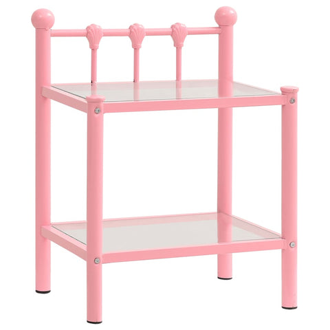 vidaXL Bedside Cabinets 2 pcs Pink and Transparent Metal and Glass