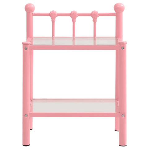vidaXL Bedside Cabinets 2 pcs Pink and Transparent Metal and Glass