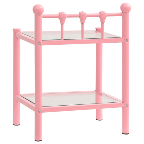 vidaXL Bedside Cabinets 2 pcs Pink and Transparent Metal and Glass
