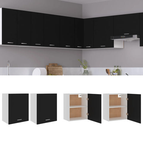 vidaXL Hanging Cabinet Lyons 2 pcs Black 50x31x60 cm Engineered Wood