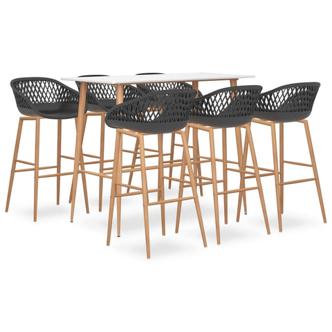 vidaXL 7 Piece Bar Set White and Grey
