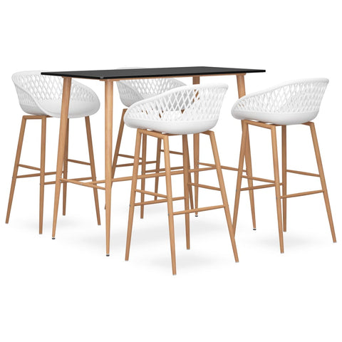 vidaXL 5 Piece Bar Set Black and White