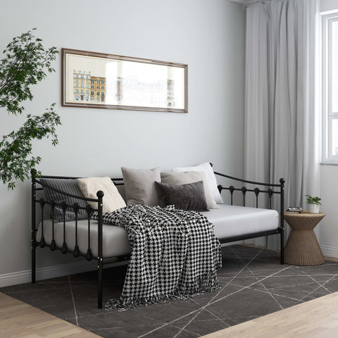 vidaXL Sofa Bed Frame without Mattress Black Metal 90x200 cm