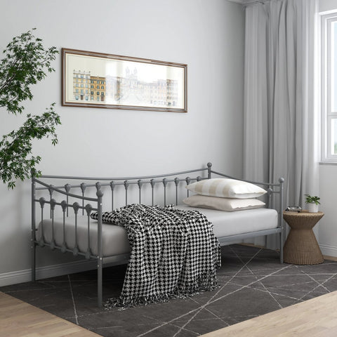 vidaXL Sofa Bed Frame without Mattress Grey Metal 90x200 cm