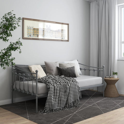 vidaXL Sofa Bed Frame without Mattress Grey Metal 90x200 cm