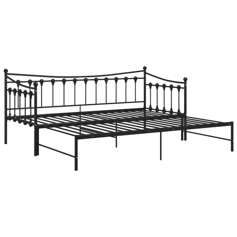 vidaXL Pull-out Sofa Bed Frame without Mattress Black Metal 90x200 cm