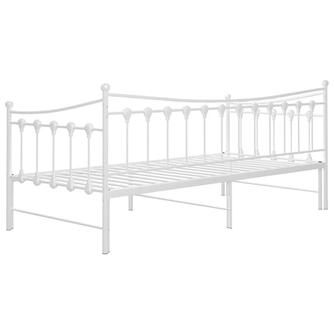 vidaXL Pull-out Sofa Bed Frame without Mattress White Metal 90x200 cm