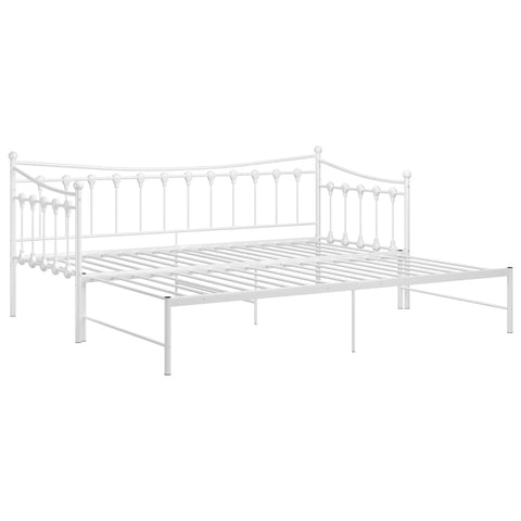 vidaXL Pull-out Sofa Bed Frame without Mattress White Metal 90x200 cm