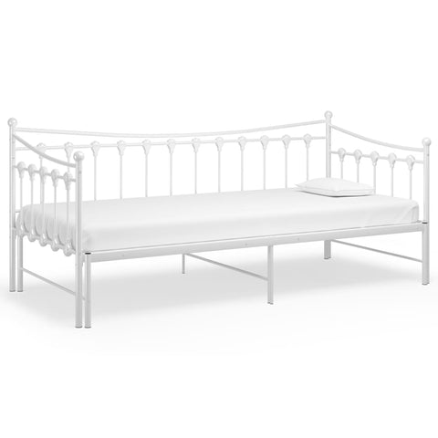 vidaXL Pull-out Sofa Bed Frame without Mattress White Metal 90x200 cm
