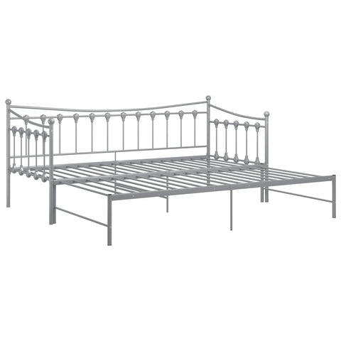 vidaXL Pull-out Sofa Bed Frame without Mattress Grey Metal 90x200 cm