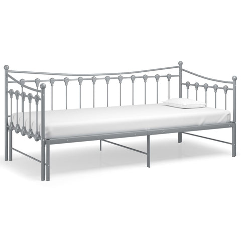 vidaXL Pull-out Sofa Bed Frame without Mattress Grey Metal 90x200 cm