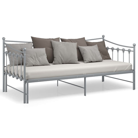 vidaXL Pull-out Sofa Bed Frame without Mattress Grey Metal 90x200 cm