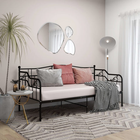 vidaXL Sofa Bed Frame without Mattress Black Metal 90x200 cm