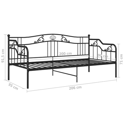 vidaXL Sofa Bed Frame without Mattress Black Metal 90x200 cm