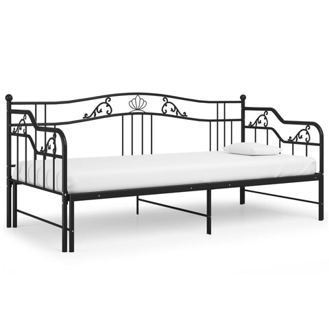 vidaXL Pull-out Sofa Bed Frame without Mattress Black Metal 90x200 cm