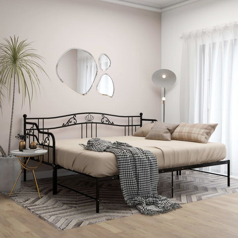 vidaXL Pull-out Sofa Bed Frame without Mattress Black Metal 90x200 cm