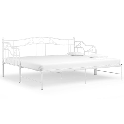 vidaXL Pull-out Sofa Bed Frame without Mattress White Metal 90x200 cm