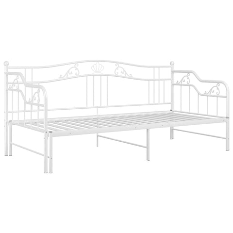vidaXL Pull-out Sofa Bed Frame without Mattress White Metal 90x200 cm