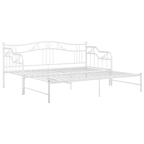 vidaXL Pull-out Sofa Bed Frame without Mattress White Metal 90x200 cm